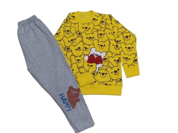 2 pcs kids fleece printed sweatshirt tracksuit - Image 3