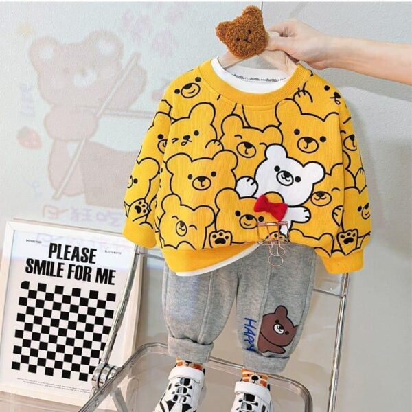 2 pcs kids fleece printed sweatshirt tracksuit